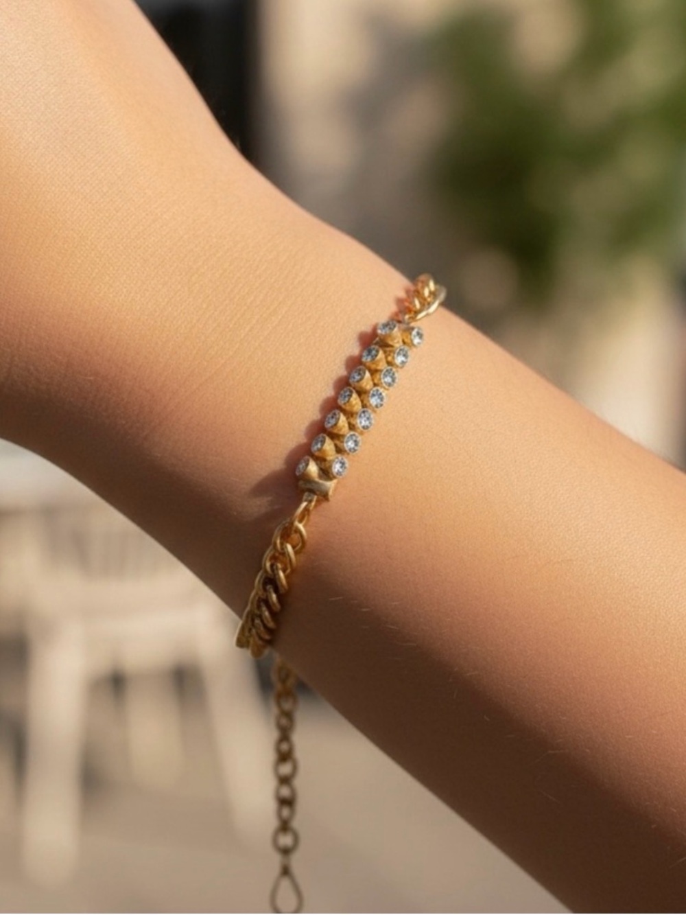 Gold-Tone Crystal Bar Chain Bracelet - Women's Jewelry